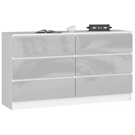 Komoda K120 6SZ CLP-metalic/bílá Akord