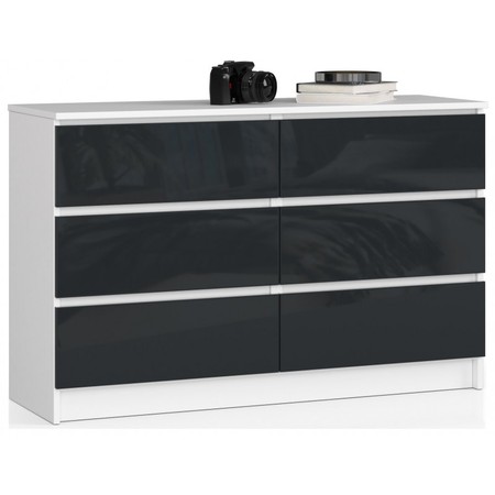 Komoda K120 6SZ grafit lesk bílá Akord