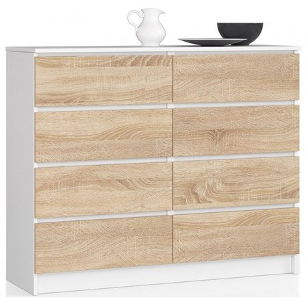 Komoda K120 8SZ bílá/sonoma Akord