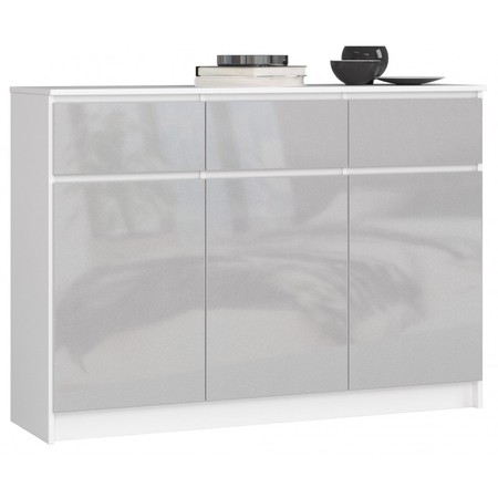 Komoda K140 3D3SZ bílá/metalik lesk Akord