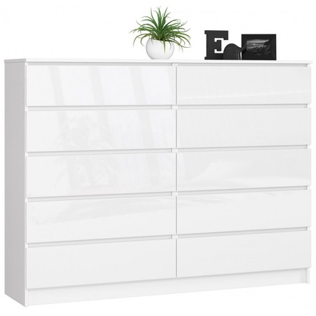 Komoda K160 10SZ bílá lesk Akord