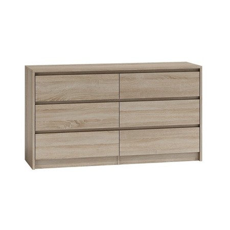Komoda KARO 6 šuplíků 140 cm - dub sonoma TOP Nábytek