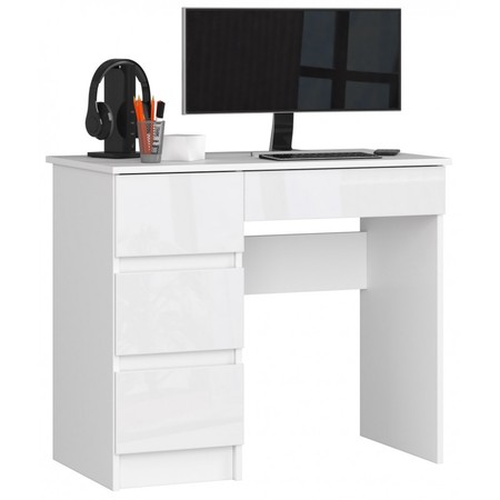 Počítačový stůl A7 levá bílá lesk Akord