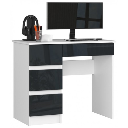 Počítačový stůl A7 levá bílá/grafit lesk Akord
