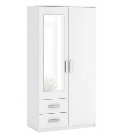 Šatní skříň ROMANA  se zrcadlem 100 cm - bílá TOP Nábytek