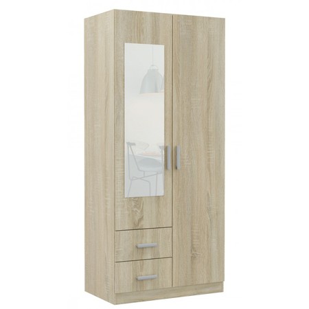 Šatní skříň ROMANA  se zrcadlem 100 cm - dub sonoma TOP Nábytek