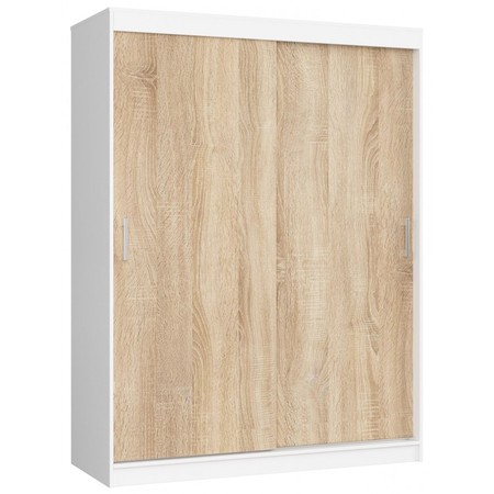 Šatní skříň posuvná 150 cm CLP MONO bílá/dub sonoma Akord