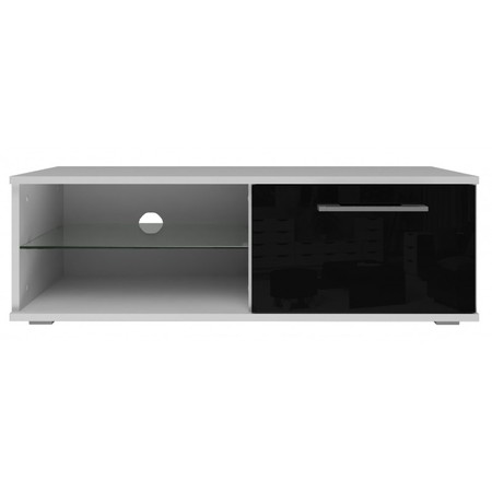 TV stolek RTV SANDY 100 cm - bílá / černá lesk TOP Nábytek