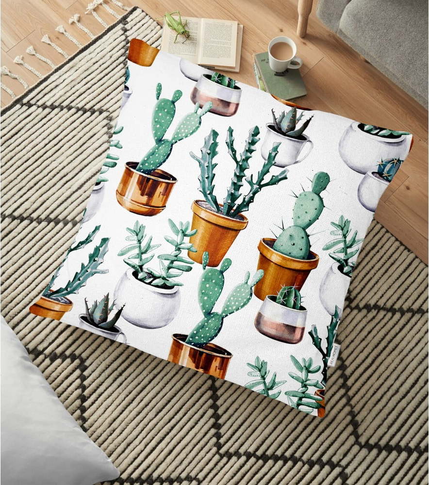 Povlak na polštář s příměsí bavlny Minimalist Cushion Covers Cactus in Pot