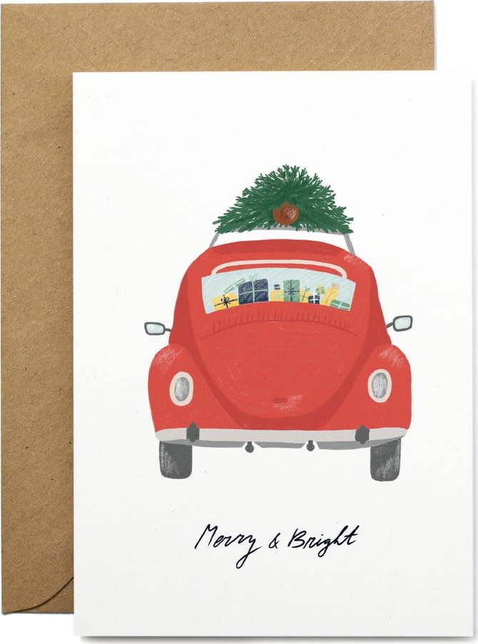 Vánoční přáníčko z recyklovaného papíru s obálkou Printintin Merry & Bright