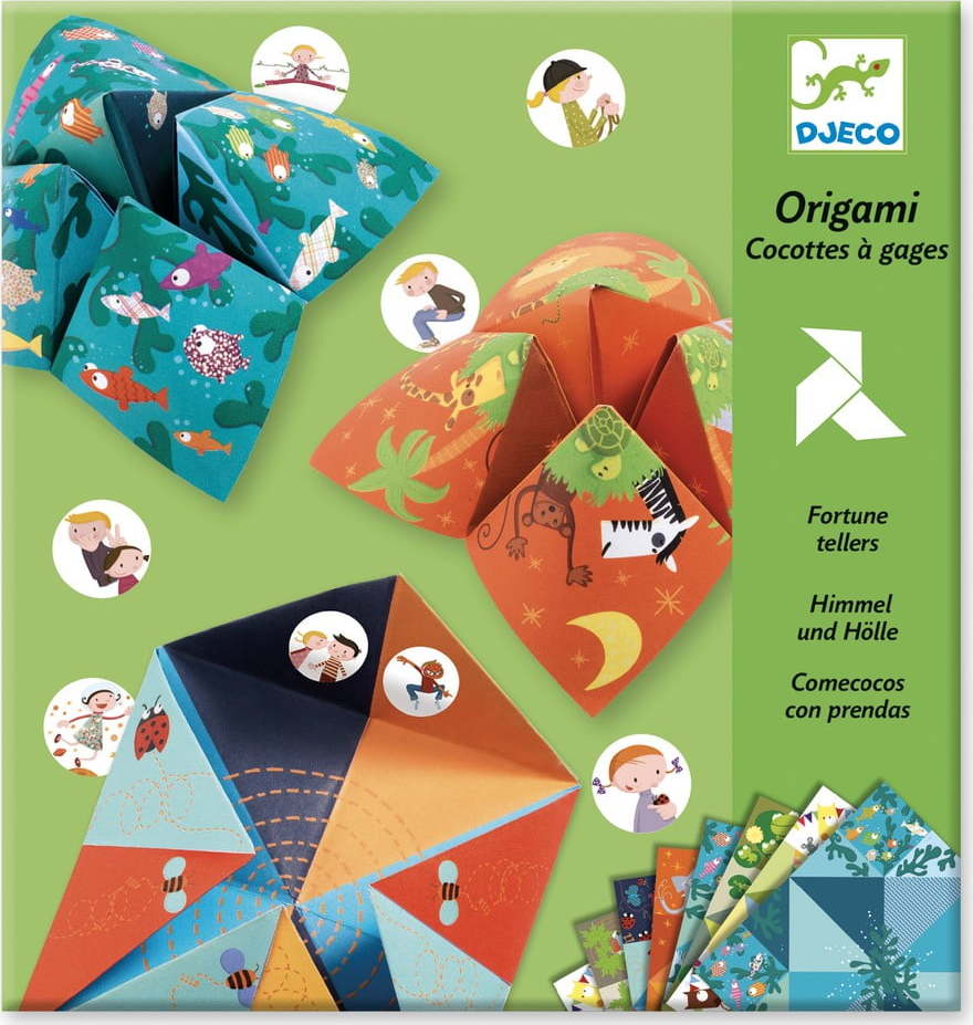 Sada 8 origami papírů se samolepkami Djeco Fortune DJECO
