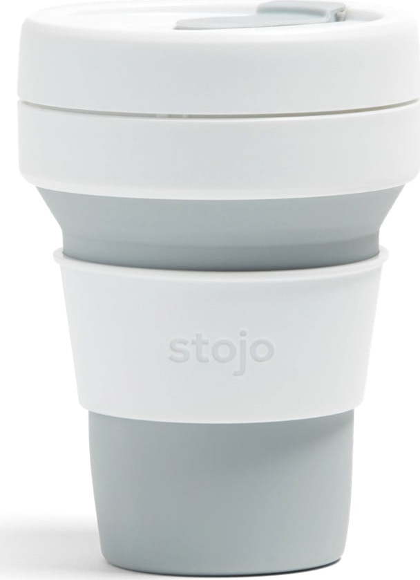Bílo-šedý skládací termohrnek Stojo Pocket Cup Dove