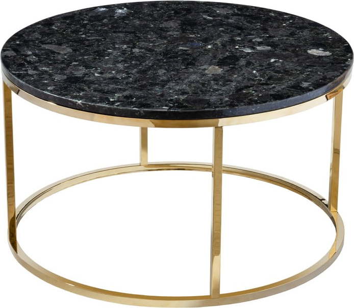 Černý žulový konferenční stolek s podnožím ve zlaté barvě RGE Crystal