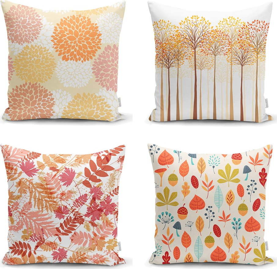 Sada 4 povlaků na polštáře Minimalist Cushion Covers Autumn Design