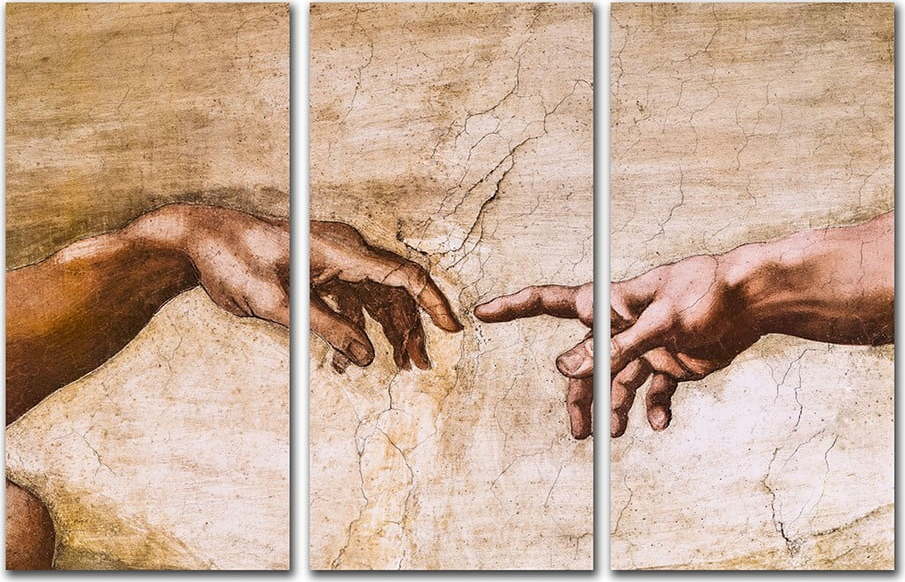 3dílná reprodukce obrazu Michelangelo Buonarroti - Creation of Adam Fedkolor