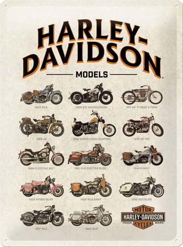 Nástěnná dekorativní cedule Postershop Harley-Davidson Modely Postershop
