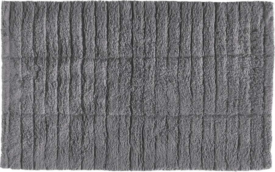 Šedá bavlněná koupelnová předložka Zone Tiles