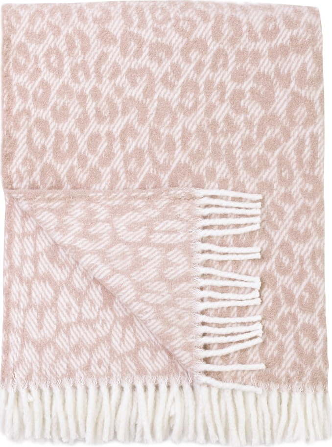 Růžový pléd s podílem bavlny Euromant Leopard