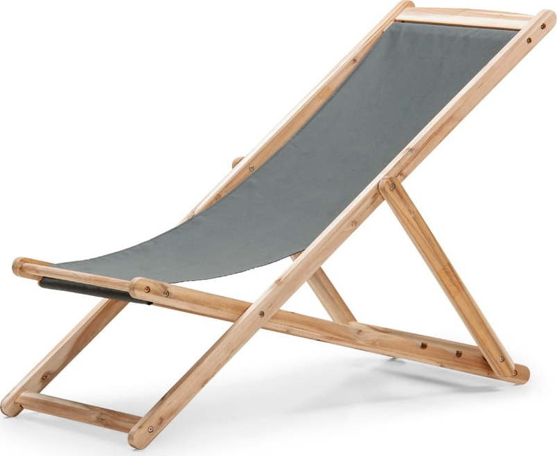 Šedé skládací zahradní lehátko z akáciového dřeva Le Bonom Deck Le Bonom
