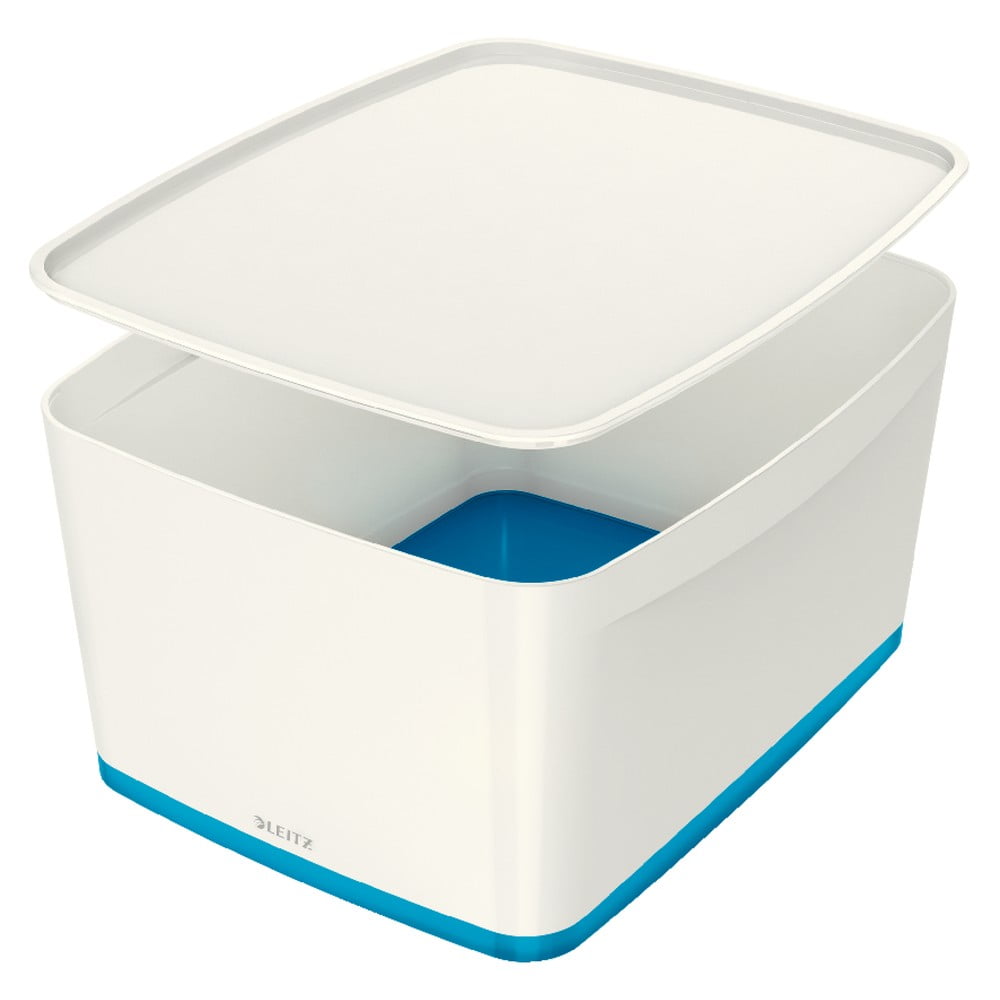 Bílo-modrý úložný box s víkem Leitz Office