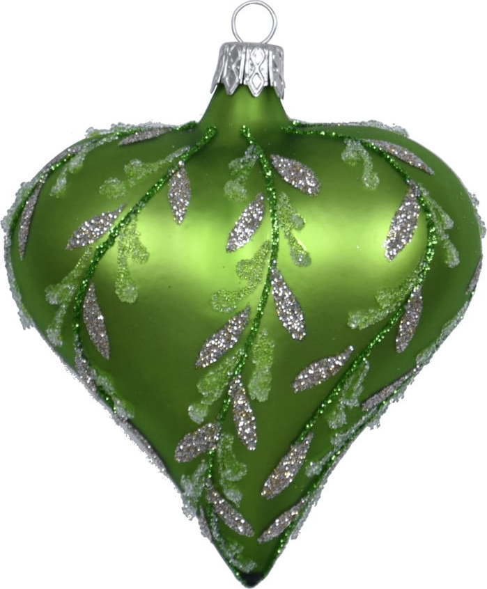 Sada 3 zelených skleněných vánočních ozdob Ego Dekor Heart Ego Dekor