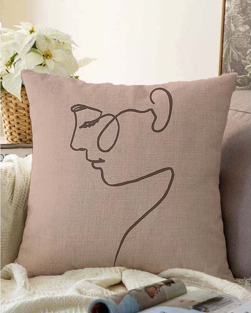 Béžový povlak na polštář s příměsí bavlny Minimalist Cushion Covers Portrait