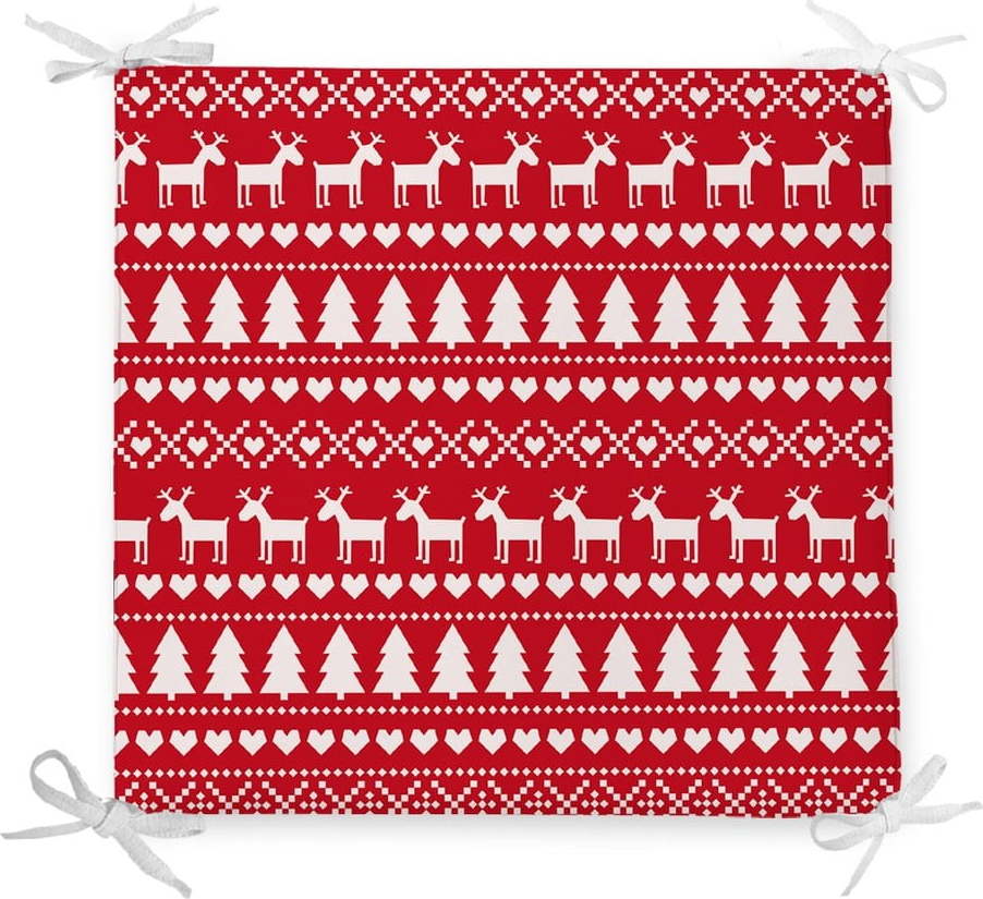 Vánoční podsedák s příměsí bavlny Minimalist Cushion Covers Santas Reindeer