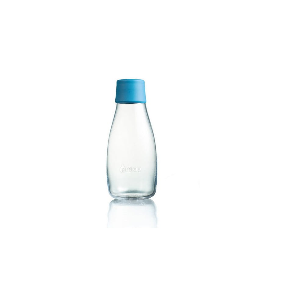 Světlemodrá skleněná lahev ReTap s doživotní zárukou