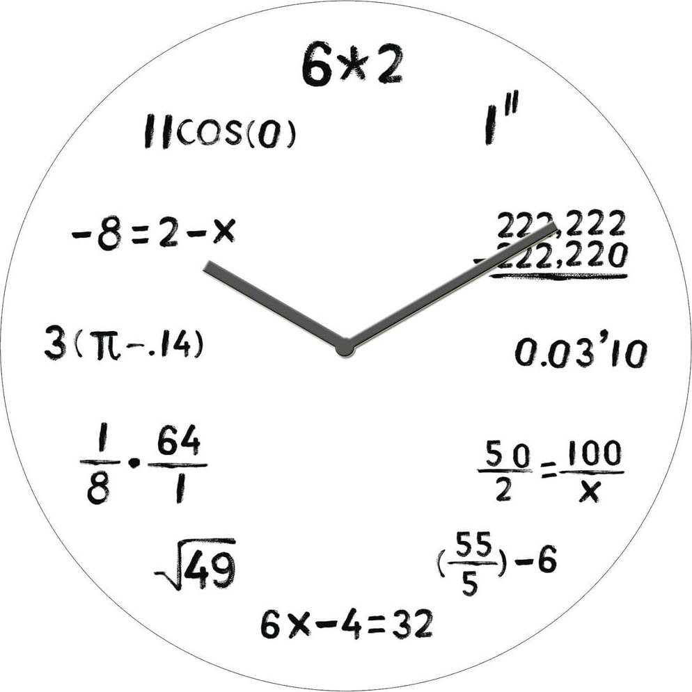 Bílé skleněné nástěnné hodiny Postershop Mathematics