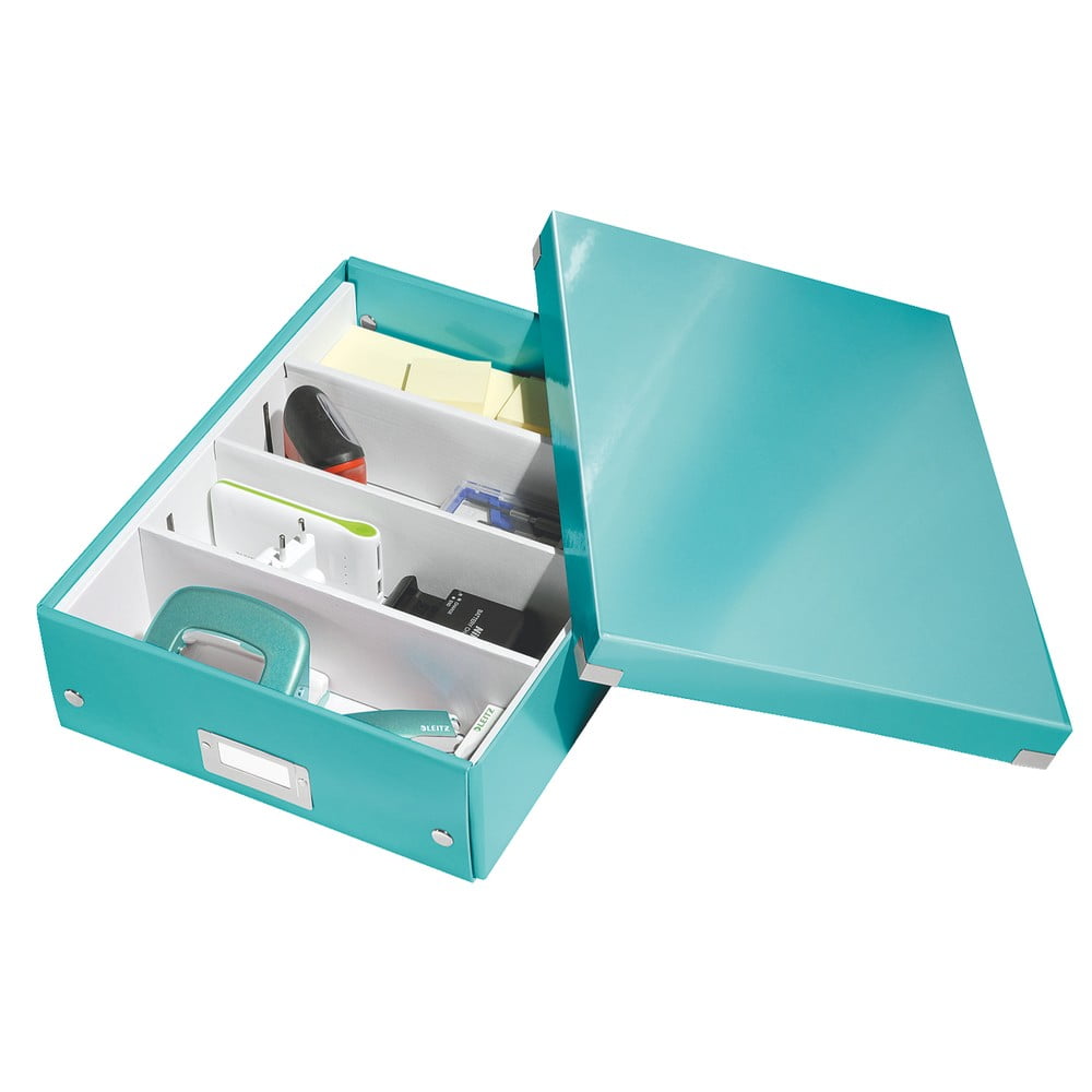 Tyrkysově modrý box s organizérem Leitz Office