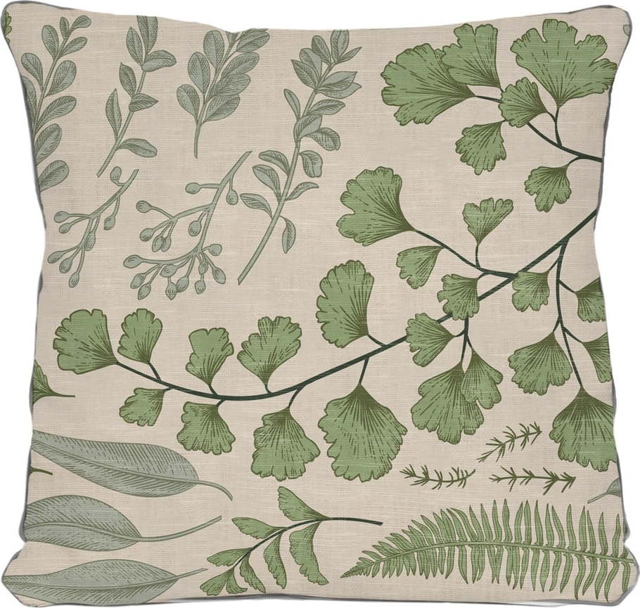 Béžový polštář s motivem listu Linen Couture Botanical