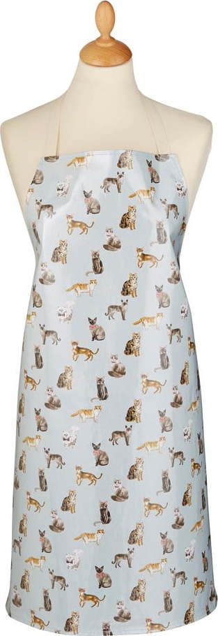 Modrá bavlněná zástěra s tělovým vázáním Cooksmart ® Curious Cats Cooksmart