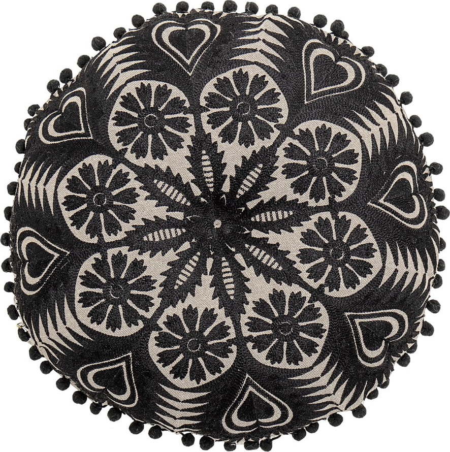 Černo-béžový dekorativní polštář Bloomingville Mandala