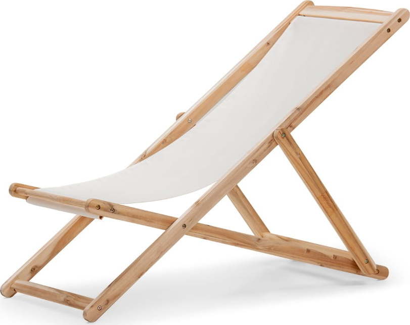 Béžové skládací zahradní lehátko z akáciového dřeva Le Bonom Deck Le Bonom