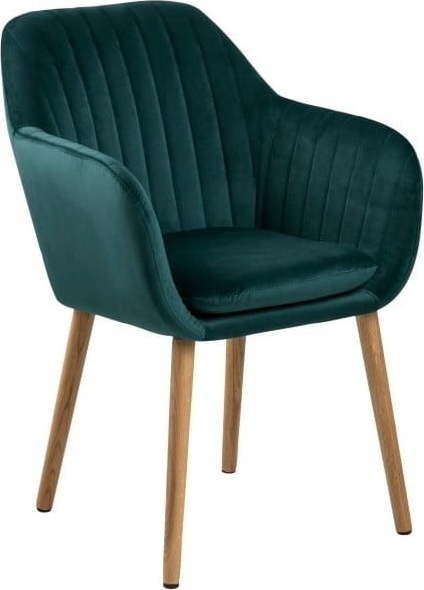 Zelená jídelní židle s dřevěným podnožím loomi.design Emilia loomi.design