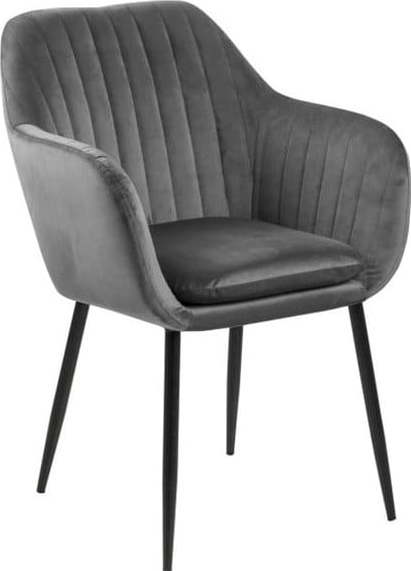 Tmavě šedá jídelní židle s kovovým podnožím loomi.design Emilia loomi.design