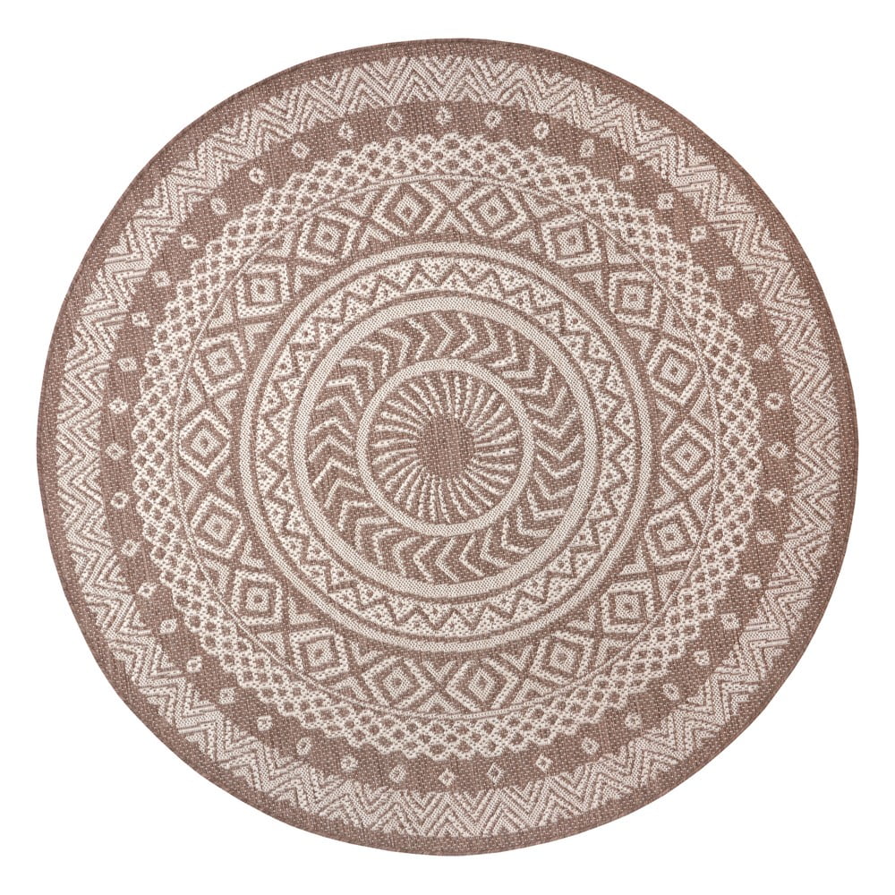 Hnědo-béžový venkovní koberec Ragami Round
