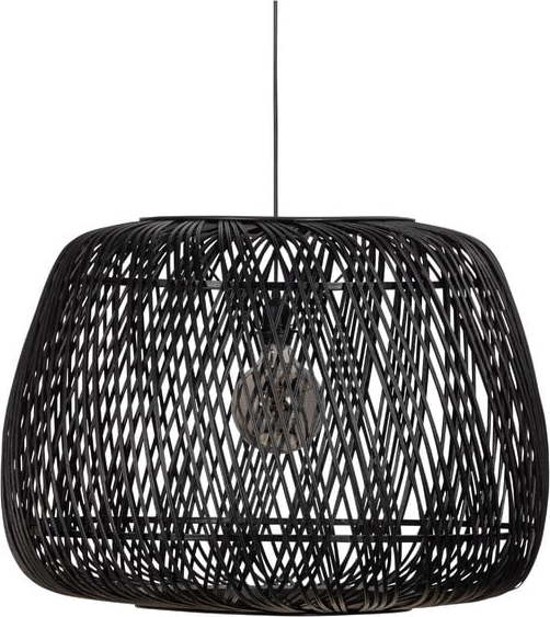 Černá závěsná lampa z bambusu WOOOD Moza