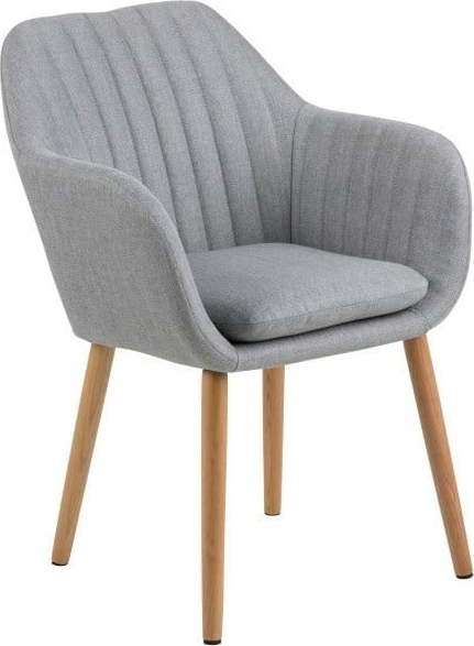 Světle šedá jídelní židle s dřevěným podnožím loomi.design Emilia loomi.design