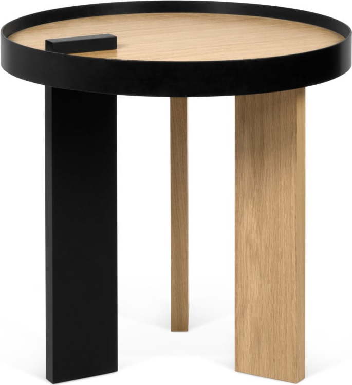 Příruční stolek v dubovém dekoru s černými detaily TemaHome Bruno TemaHome