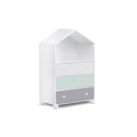 Regál MIRUM  domeček -bílá/mátová Signal-nabytek