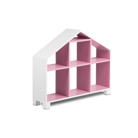 Regál MIRUM domeček - bílá/růžová Signal-nabytek