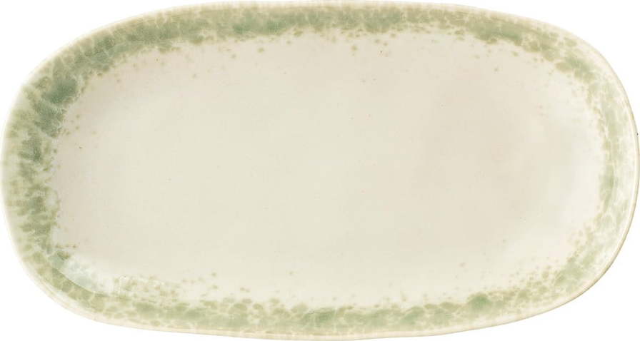 Zeleno-bílý kameninový servírovací talíř Bloomingville Paula