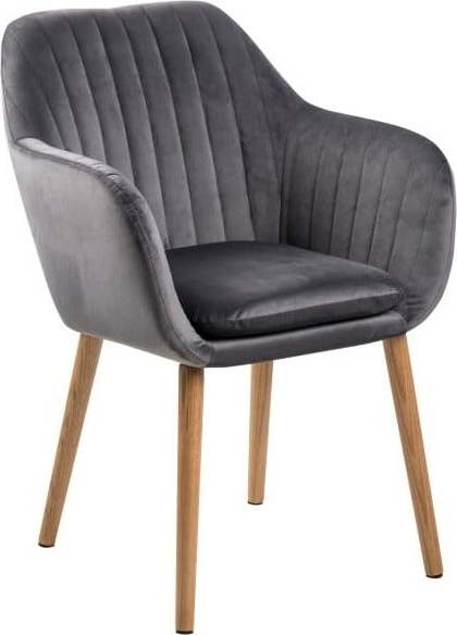 Tmavě šedá jídelní židle s dřevěným podnožím loomi.design Emilia loomi.design