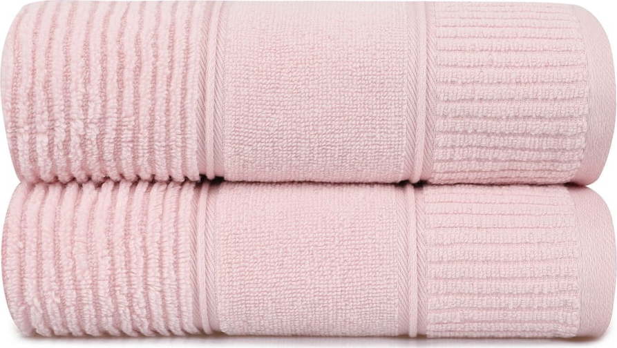 Sada 2 růžových bavlněných ručníků Hobby Daniela