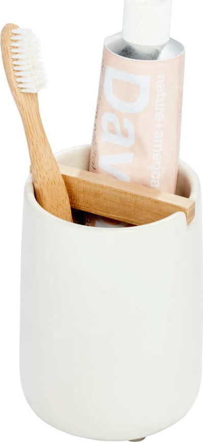 Bílý keramický kelímek na zubní kartáčky iDesign Eco Vanity iDesign