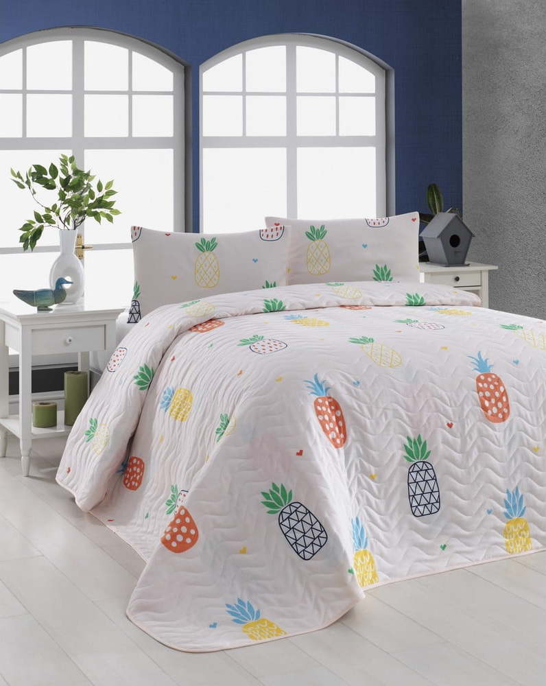 Dětský přehoz přes postel se 2 povlaky na polštář Eponj Home Ananas