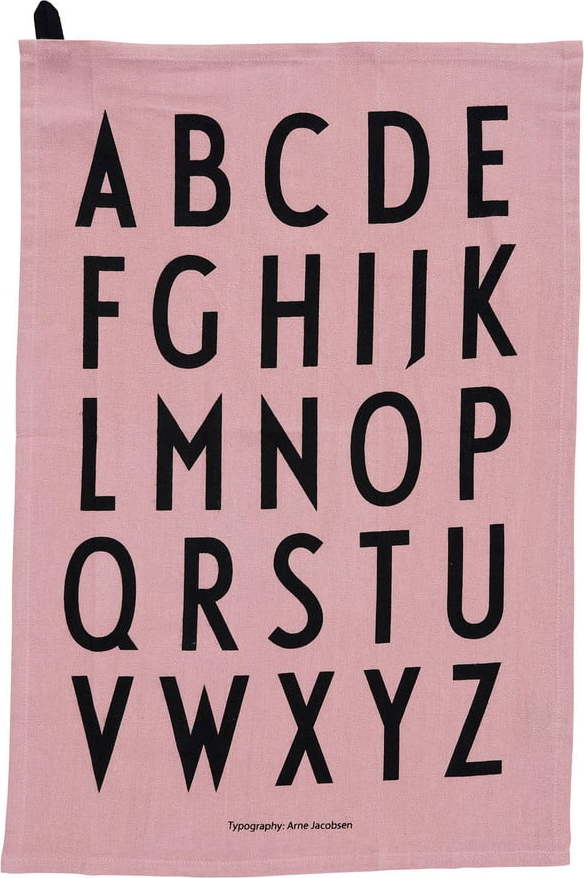Růžová bavlněná utěrka Design Letters Alphabet