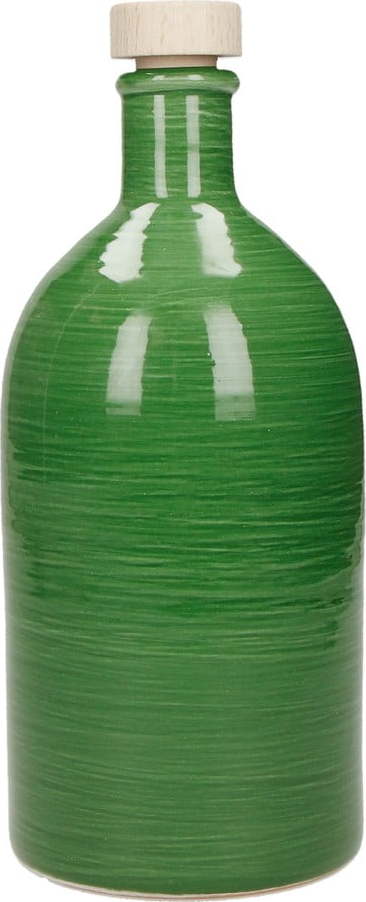 Zelená keramická láhev na olej Brandani Maiolica