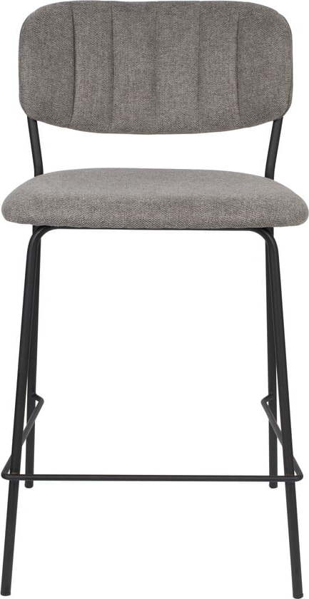 Sada 2 šedých barových židlí s černými nohami White Label Jolien